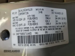 2006 Chrysler PT Cruiser Touring z VIN 3A4FY58B56T316425, wystawiony jako Copart lot #54739705 z przebiegiem 50 162 mil mil oraz Szkoda całkowita • Salvage title. Historia ofert i sprzedaży dostępna na DreamBid. Obrazek 12.