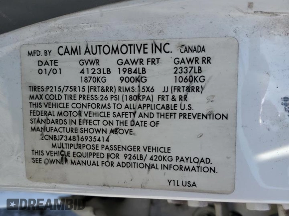 2001 Chevrolet Tracker ZR2 z VIN 2CNBJ734816935414, wystawiony jako Copart lot #54877235 z przebiegiem 117 483 mil mil oraz Szkoda całkowita • Salvage title. Historia ofert i sprzedaży dostępna na DreamBid. Obrazek 13.