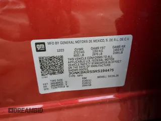 2024 Chevrolet Blazer RS with VIN 3GNKBKRS5RS194475, listed as a Copart auction lot 55123695 with 6,341 mi miles and Clean title. Bid and sale history available at DreamBid. Image 12.