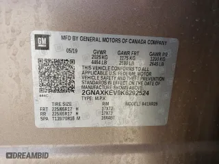 2019 Chevrolet Equinox LT with VIN 2GNAXKEV9K6292524, listed as a Copart auction lot 54176485 with 43,820 mi miles and Salvage Title. Bid and sale history available at carsss.com. Image 13.
