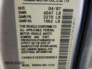 1997 Nissan Altima XE with VIN 1N4BU31D2VC268883, listed as a Copart auction lot 76528444 with 138,146 mi miles and Salvage Title. Bid and sale history available at carsss.com. Image 12.