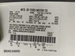 2022 Ford Transit Connect XL with VIN NM0LS6S22N1538951, listed as a IAAI auction lot 42555234 with 59,885 mi miles and . Bid and sale history available at DreamBid. Image 9.