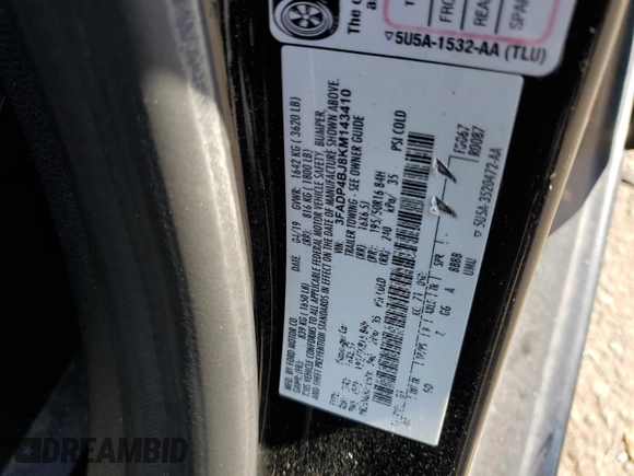 2019 Ford Fiesta SE with VIN 3FADP4BJ8KM143410, listed as a Copart auction lot 46567125 with 85,785 mi miles and Salvage Title. Bid and sale history available at carsss.com. Image 12.