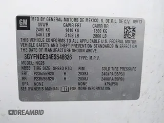 2014 Cadillac SRX Premium Collection z VIN 3GYFNDE34ES548826, wystawiony jako IAAI lot #40792942 z przebiegiem 115 984 mil mil oraz . Historia ofert i sprzedaży dostępna na DreamBid. Obrazek 9.