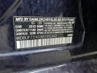 2008 Mercedes-Benz E-Class Sport 5.5L with VIN WDBUF72X08B195342, listed as a Copart auction lot 76527104 with 165,978 mi miles and Salvage Title. Bid and sale history available at carsss.com. Image 12.