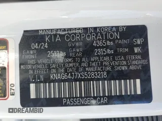2025 Kia K5 GT-Line with VIN KNAG64J7XS5283218, listed as a Copart auction lot 68753864 with 3,804 mi miles and Salvage Title. Bid and sale history available at carsss.com. Image 12.