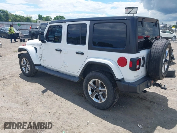2019 Jeep Wrangler Unlimited Sahara with VIN 1C4HJXEN7KW535887, listed as a IAAI auction lot 42217440 with 91,226 mi miles and . Bid and sale history available at DreamBid. Image 3.