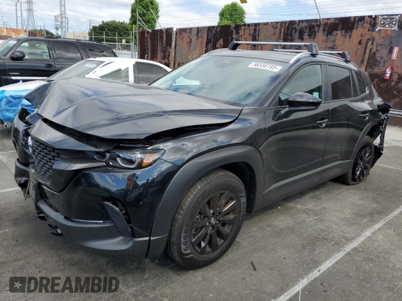 2025 Mazda CX-50 S Premium с VIN 7MMVABDM4SN355108, выставлен на аукционе Copart как лот 56556195 с пробегом 464 миль миль и Списание • Salvage title. История ставок и продаж доступна на DreamBid. Изображение 1.