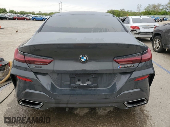 2021 BMW 8 Series M850i with VIN WBAGV8C04MCE93308, listed as a Copart auction lot 55030895 with 37,762 mi miles and Salvage title. Bid and sale history available at DreamBid. Image 6.