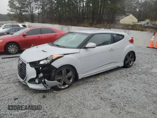 2015 Hyundai Veloster Turbo with VIN KMHTC6AE9FU222552, listed as a Copart auction lot 45099795 with 120,099 mi miles and Salvage Title. Bid and sale history available at carsss.com. Image 1.