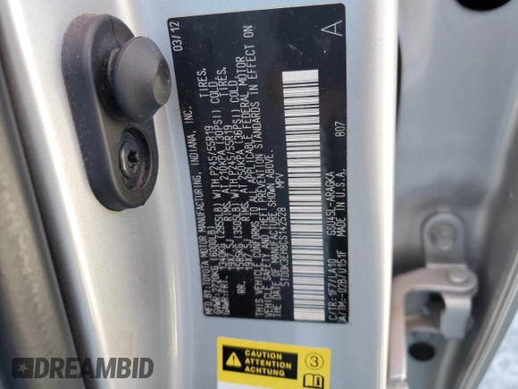 2012 Toyota Highlander Limited with VIN 5TDDK3EH8CS142528, listed as a Copart auction lot 57720845 with 127,066 mi miles and Salvage title. Bid and sale history available at DreamBid. Image 13.