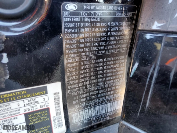 2018 Land Rover Range Rover Velar R-Dynamic SE with VIN SALYL2RN2JA731053, listed as a Copart auction lot 84266824 with 76,678 mi miles and Salvage Title. Bid and sale history available at carsss.com. Image 13.