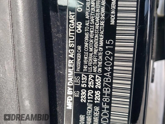 2011 Mercedes-Benz E 350 Luxury with VIN WDDHF8HB7BA402915, listed as a Copart auction lot 54362955 with 132,505 mi miles and Salvage title. Bid and sale history available at DreamBid. Image 13.