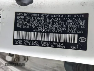 2015 Toyota Prius Four z VIN JTDKN3DU4F1883032, wystawiony jako IAAI lot #41528573 z przebiegiem 104 056 mil mil oraz . Historia ofert i sprzedaży dostępna na DreamBid. Obrazek 9.
