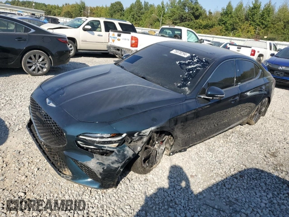 2022 Genesis G70 3.3T with VIN KMTG54TE5NU097499, listed as a Copart auction lot 75570294 with 64,864 mi miles and Salvage Title. Bid and sale history available at DreamBid. Image 1.