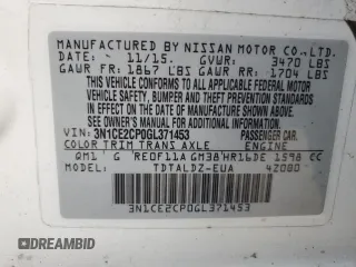 2016 Nissan Note SV with VIN 3N1CE2CP0GL371453, listed as a Copart auction lot 51168295 with 103,643 mi miles and Salvage Title. Bid and sale history available at DreamBid. Image 13.