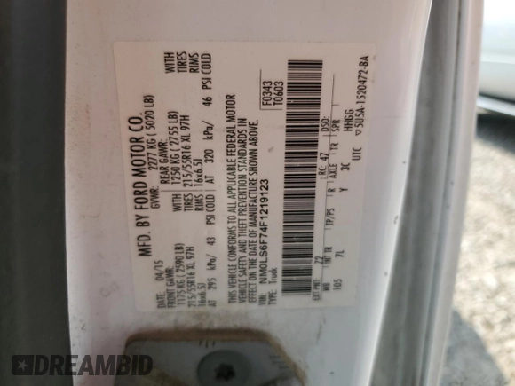 2015 Ford Transit Connect XLT with VIN NM0LS6F74F1219123, listed as a Copart auction lot 58958965 with 169,279 mi miles and Salvage title. Bid and sale history available at DreamBid. Image 14.