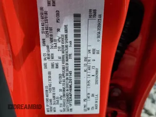 2021 Ford Ranger XL с VIN 1FTER4FH8MLD51145, выставлен на аукционе Copart как лот 57573405 с пробегом 62 133 миль миль и Списание • Salvage title. История ставок и продаж доступна на DreamBid. Изображение 13.