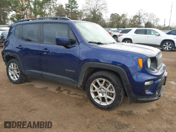 2020 Jeep Renegade Latitude with VIN ZACNJABBXLPM00506, listed as a IAAI auction lot 41180614 with 97,279 mi miles. Bid and sale history available at carsss.com. Image 1.