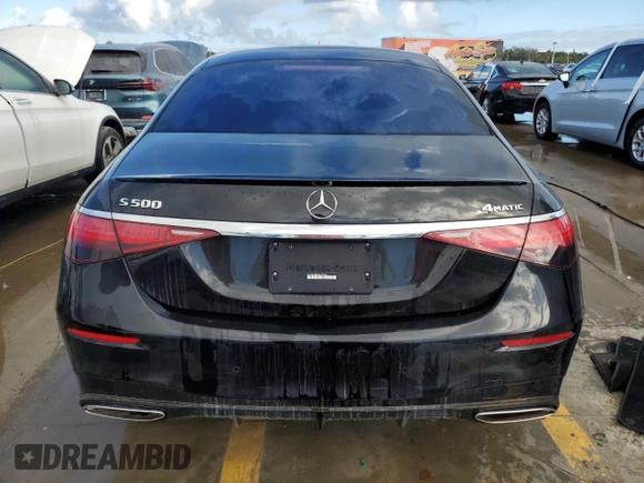 2023 Mercedes-Benz S-Class S 500 with VIN W1K6G6DB2PA174022, listed as a Copart auction lot 74683414 with 0 mi miles and Salvage Title. Bid and sale history available at carsss.com. Image 6.