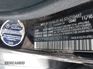 2011 Mercedes-Benz C 300 Sport with VIN WDDGF8BB9BR157119, listed as a IAAI auction lot 41508180 with Not Provided miles and . Bid and sale history available at carsss.com. Image 9.