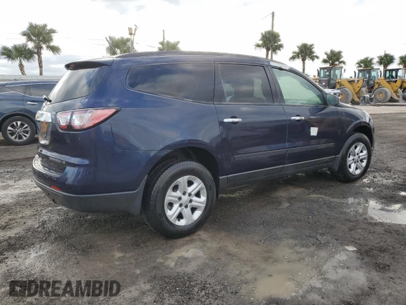 2015 Chevrolet Traverse LS z VIN 1GNKRFED6FJ113457, wystawiony jako Copart lot #55216895 z przebiegiem Nie podano mil oraz Szkoda całkowita • Salvage title. Historia ofert i sprzedaży dostępna na DreamBid. Obrazek 3.