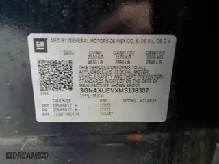 2021 Chevrolet Equinox LT with VIN 3GNAXUEVXMS138307, listed as a Copart auction lot 50700055 with 68,768 mi miles and Salvage Title. Bid and sale history available at carsss.com. Image 14.