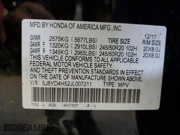 2018 Acura MDX w/Technology Pkg with VIN 5J8YD4H52JL007211, listed as a Copart auction lot 49837285 with 114,425 mi miles and Salvage Title. Bid and sale history available at carsss.com. Image 14.