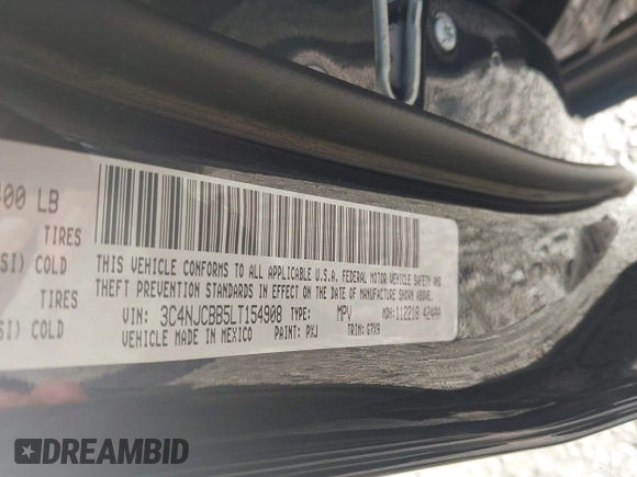 2020 Jeep Compass Latitude с VIN 3C4NJCBB5LT154908, выставлен на аукционе IAAI как лот 41935321 с пробегом 68 200 миль миль и . История ставок и продаж доступна на DreamBid. Изображение 9.