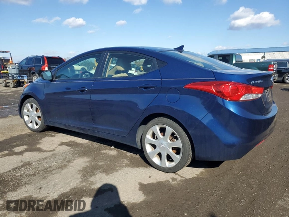 2013 Hyundai Elantra Limited with VIN KMHDH4AEXDU697201, listed as a Copart auction lot 50235345 with 67,411 mi miles and Salvage Title. Bid and sale history available at carsss.com. Image 2.