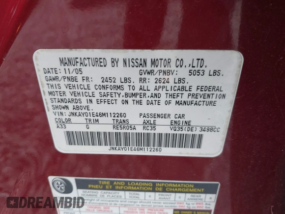 2006 Infiniti M with VIN JNKAY01E46M112260, listed as a IAAI auction lot 42206203 with 210,764 mi miles. Bid and sale history available at carsss.com. Image 9.