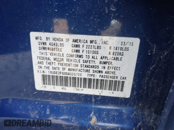 2016 Acura ILX w/Premium/A-SPEC Pkg with VIN 19UDE2F8XGA005725, listed as a IAAI auction lot 41844542 with 164,136 mi miles. Bid and sale history available at carsss.com. Image 9.