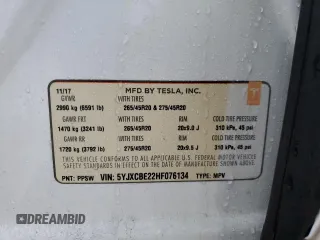 2017 Tesla Model X 90D z VIN 5YJXCBE22HF076134, wystawiony jako Copart lot #41828555 z przebiegiem 214 443 mil mil oraz Szkody całkowita. Historia ofert i sprzedaży dostępna na DreamBid. Obrazek 14.