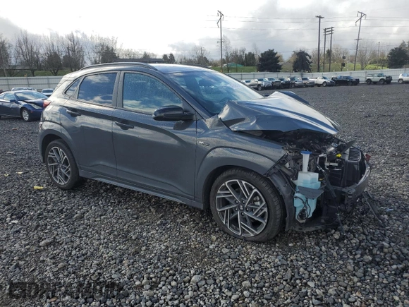 2023 Hyundai Kona N Line with VIN KM8K3CA31PU021562, listed as a Copart auction lot 47849535 with 12,428 mi miles and Salvage Title. Bid and sale history available at carsss.com. Image 4.