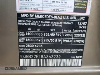 2008 Mercedes-Benz M 320 CDI with VIN 4JGBB22E28A363232, listed as a Copart auction lot 82451834 with 146,027 mi miles and Salvage Title. Bid and sale history available at carsss.com. Image 13.