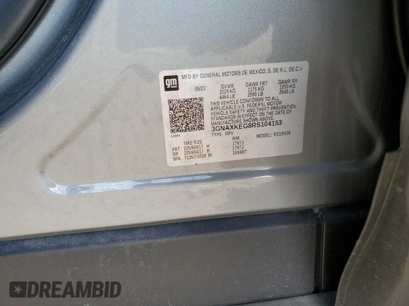 2024 Chevrolet Equinox LT with VIN 3GNAXKEG8RS104153, listed as a Copart auction lot 50540185 with 16,455 mi miles and Non Repairable. Bid and sale history available at DreamBid. Image 13.