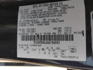 2010 Ford Fusion SE with VIN 3FAHP0HA3AR196941, listed as a IAAI auction lot 41865854 with 230,096 mi miles. Bid and sale history available at carsss.com. Image 9.