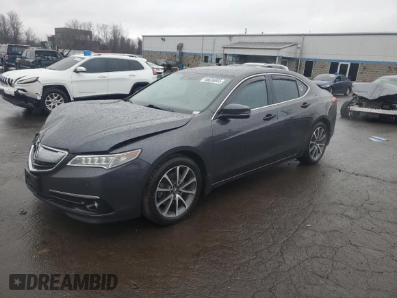 2015 Acura TLX V6 Advance with VIN 19UUB2F74FA023099, listed as a Copart auction lot 48636865 with 74,499 mi miles and Salvage Title. Bid and sale history available at carsss.com. Image 1.