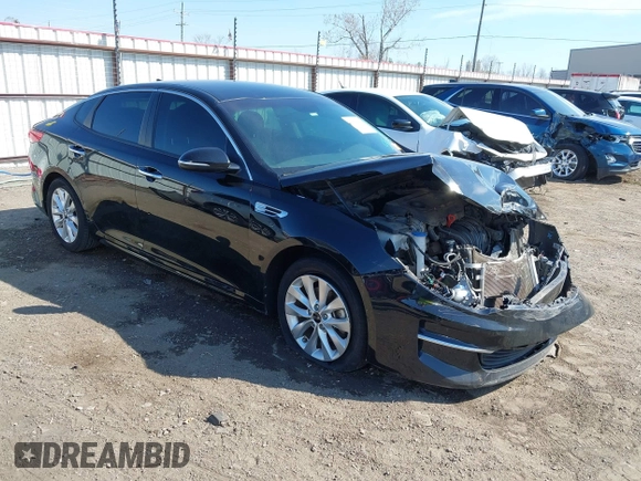 2018 Kia Optima LX with VIN 5XXGT4L36JG264505, listed as a IAAI auction lot 41888652 with 133,596 mi miles. Bid and sale history available at carsss.com. Image 1.