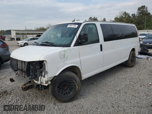 2014 Chevrolet Express Passenger LT with VIN 1GAZG1FG3E1205688, listed as a Copart auction lot 50937455 with 125,906 mi miles and Salvage title. Bid and sale history available at DreamBid. Image 1.