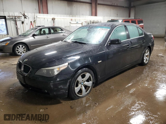 2006 BMW 5 Series 530i with VIN WBANE73566CM35987, listed as a Copart auction lot 37943054 with 206,994 mi miles and Salvage Title. Bid and sale history available at carsss.com. Image 1.