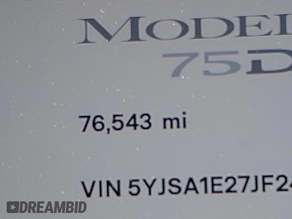 2018 Tesla Model S 75D с VIN 5YJSA1E27JF241451, выставлен на аукционе IAAI как лот 42374353 с пробегом 76 543 миль миль и . История ставок и продаж доступна на DreamBid. Изображение 16.