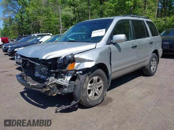 2005 Honda Pilot EX-L with VIN 5FNYF18595B009702, listed as a IAAI auction lot 42144308 with 163,363 mi miles. Bid and sale history available at carsss.com. Image 2.