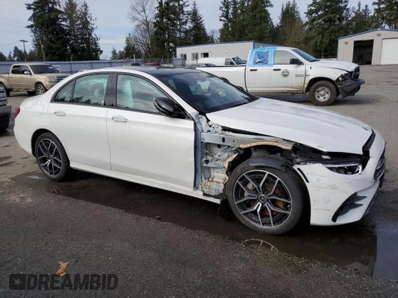 2023 Mercedes-Benz E 350 with VIN W1KZF8EB3PB150199, listed as a Copart auction lot 46922695 with 20,487 mi miles and Salvage Title. Bid and sale history available at DreamBid. Image 4.