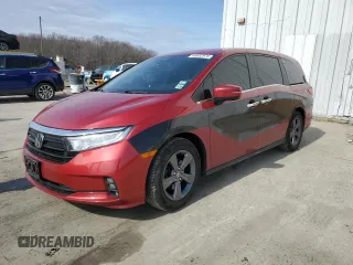 2021 Honda Odyssey EX with VIN 5FNRL6H52MB045045, listed as a Copart auction lot 48832975 with 74,689 mi miles and Salvage Title. Bid and sale history available at DreamBid. Image 1.
