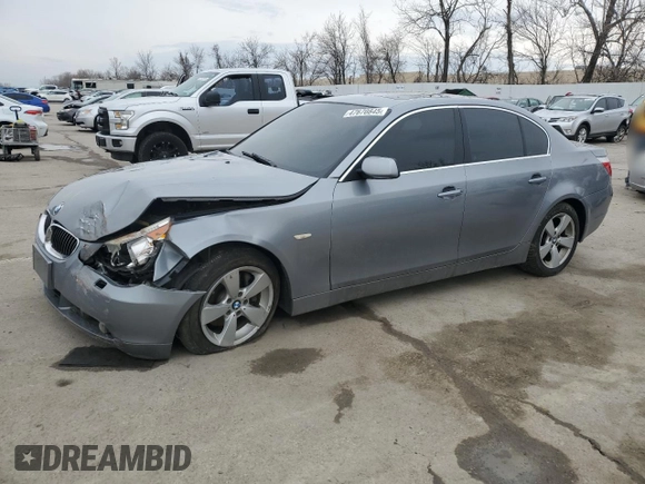 2007 BMW 5 Series 530xi with VIN WBANF73567CU26463, listed as a Copart auction lot 47670845 with 168,965 mi miles and Salvage Title. Bid and sale history available at carsss.com. Image 1.