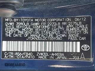 2012 Toyota Prius One with VIN JTDKN3DU2C1559380, listed as a IAAI auction lot 42041076 with 222,740 mi miles. Bid and sale history available at carsss.com. Image 9.