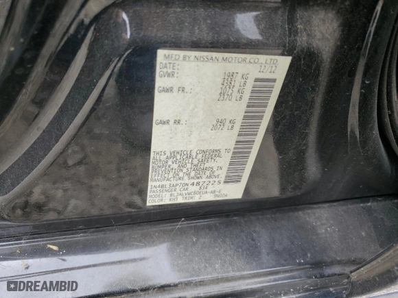 2013 Nissan Altima 3.5 SL with VIN 1N4BL3AP7DN487225, listed as a Copart auction lot 47755535 with 54,508 mi miles and Salvage Title. Bid and sale history available at carsss.com. Image 12.
