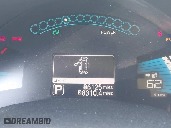 2014 Nissan LEAF SL with VIN 1N4AZ0CP6EC333351, listed as a IAAI auction lot 41990171 with 86,125 mi miles and . Bid and sale history available at DreamBid. Image 15.