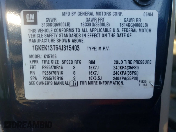2004 GMC Yukon SLE with VIN 1GKEK13T64J315403, listed as a Copart auction lot 76126114 with 143,527 mi miles and Clean Title. Bid and sale history available at carsss.com. Image 13.
